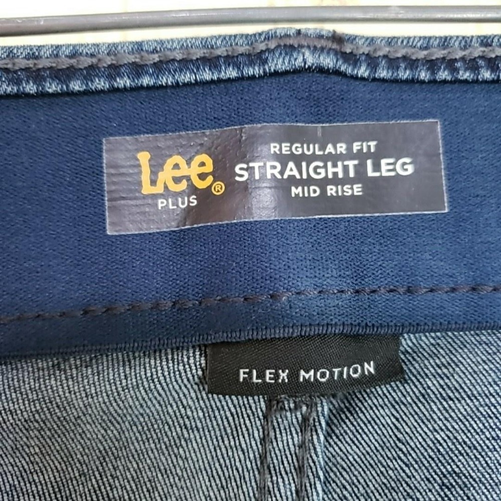 Lee Flex Motion Jeans Womens 24W Blue Medium Wash Straight Stretch Denim Plus - Picture 7 of 8